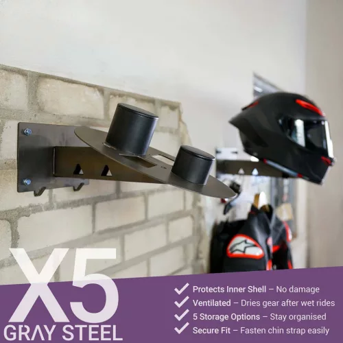 Suport de perete cască și echipament Gray Steel X5