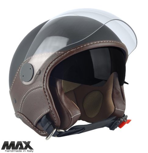 Casca Max Helmets DJDV06 LS Vision SV negru mat/maro - 100% MADE IN ITALY - Negru mat/maro