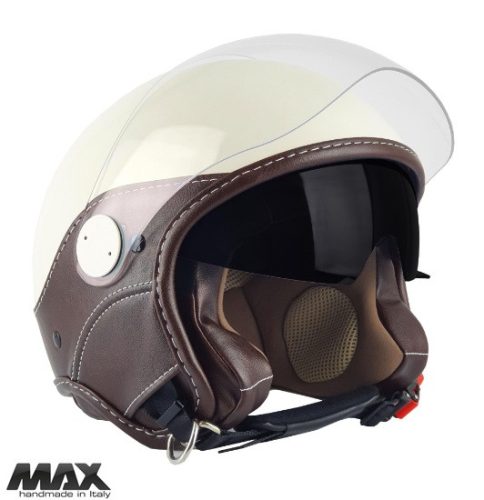 Casca Max Helmets DJDV06 LS Vision SV crem lucios/negru - 100% MADE IN ITALY - Crem lucios/maro