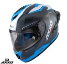Casca Axxis Cobra Rage A0 alb/albastru lucios carbon 100% carbon
