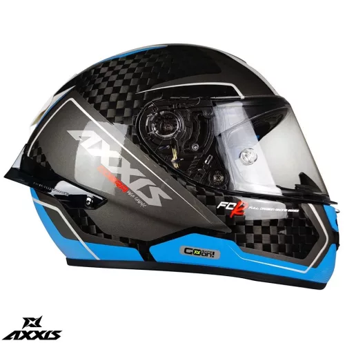 Casca Axxis Cobra Rage A0 alb/albastru lucios carbon