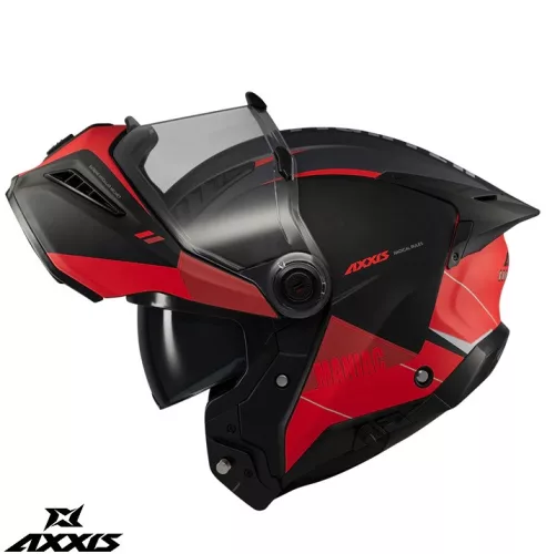 Casca Axxis GhostFighter SV Maniac B5 negru/rosu mat Pinlock Ready