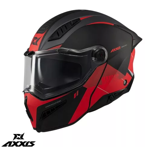 Casca Axxis GhostFighter SV Maniac B5 negru/rosu mat Pinlock Ready