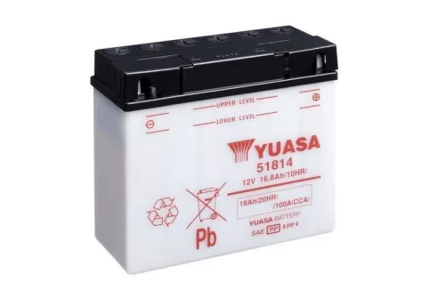 Baterie moto Yuasa 51814 convențională fără electrolit, 12V 18Ah