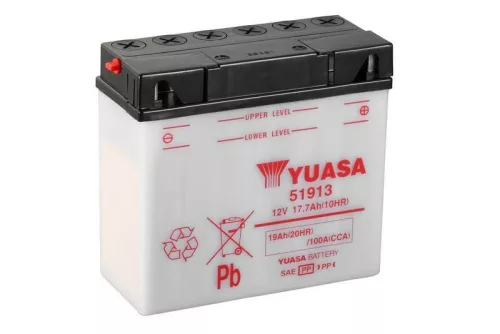 Baterie moto Yuasa 51913 convențională fără electrolit, 12V 19Ah