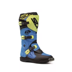  Cizme moto cross copii Sidi Flame albastru deschis/verde lime/negru