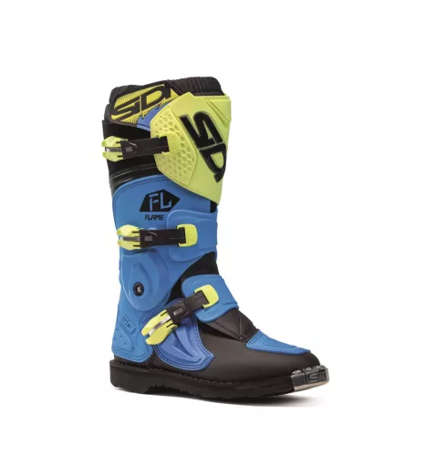 Cizme moto cross copii Sidi Flame albastru deschis/verde lime/negru