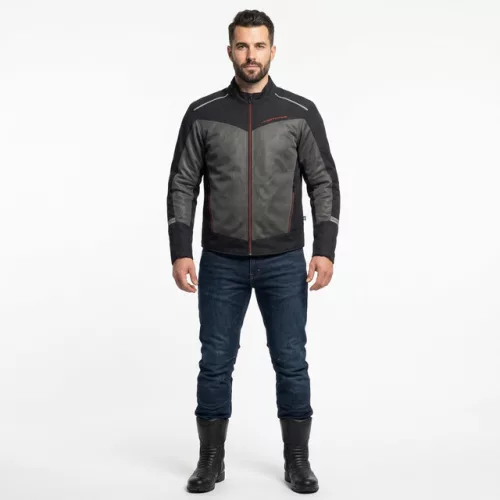 Geacă moto textil Lindstrands Delsbo negru/gri