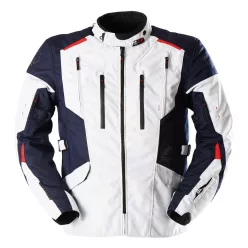 Geacă moto Furygan Brooks alb perlat/albastru