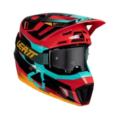 Cască cross Leatt Moto 7.5 V25 roșu, cu ochelari
