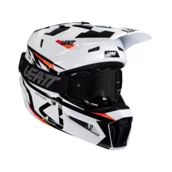Cască cross Leatt Moto 3.5 V25 alb, cu ochelari