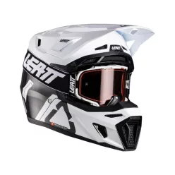 Cască cross Leatt Moto 9.5 V26 carbon/alb, cu ochelari