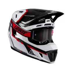 Cască cross Leatt Moto 7.5 V26 alb/roșu, cu ochelari