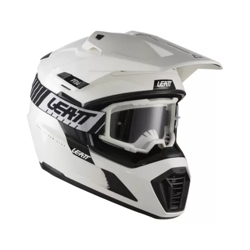 Cască adventure Leatt ADV 7.5 alb, cu ochelari