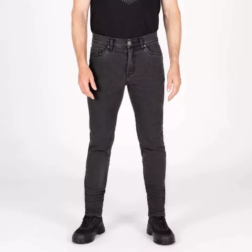 Blugi moto Knox Colton Slim gri închis (picior scurt)