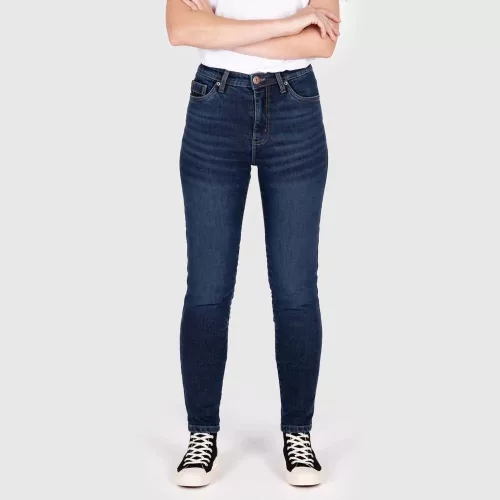 Blugi moto damă Knox Colton Skinny indigo spălat