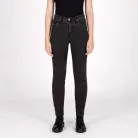 Blugi moto damă Knox Colton Skinny negru (picior scurt)