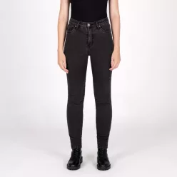 Blugi moto damă Knox Colton Skinny negru (picior scurt)