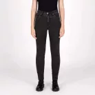 Blugi moto damă Knox Colton Skinny negru (picior scurt)