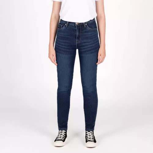 Blugi moto damă Knox Colton Skinny indigo spălat (picior scurt)