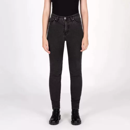 Blugi moto damă Knox Colton Skinny indigo spălat (picior scurt)