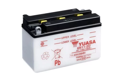 Baterie moto Yuasa 6N11-2D convențională fără electrolit, 6V 11,6Ah