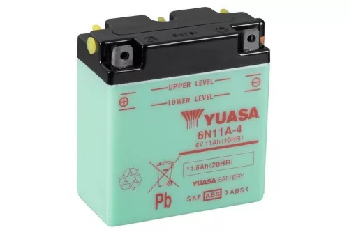 Baterie moto Yuasa 6N11A-4 convențională fără electrolit, 6V 11,6Ah