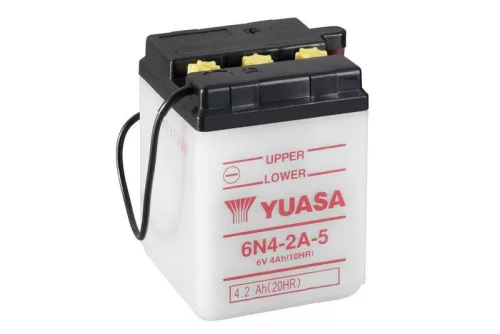 Baterie moto Yuasa 6N4-2A-5 convențională fără electrolit, 6V 4,2Ah