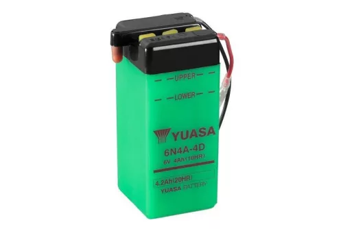 Baterie moto Yuasa 6N4A-4D convențională fără electrolit, 6V 4,2Ah