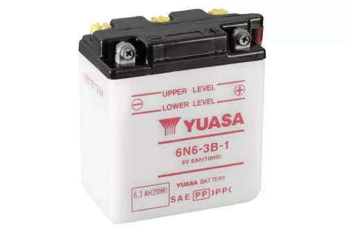Baterie moto Yuasa 6N6-3B-1 convențională fără electrolit, 6V 6,3Ah