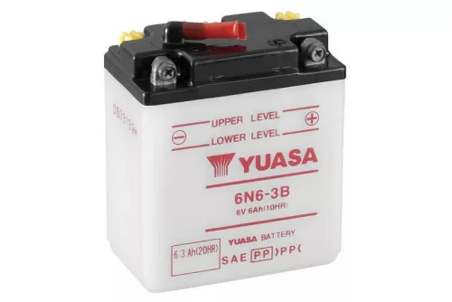 Baterie moto Yuasa 6N6-3B convențională fără electrolit, 6V 6,3Ah