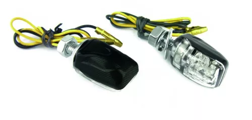 Semnalizatoare LED Bihr Micro-6 corp carbon, lentilă transparentă (pereche) 6P199T0KAB