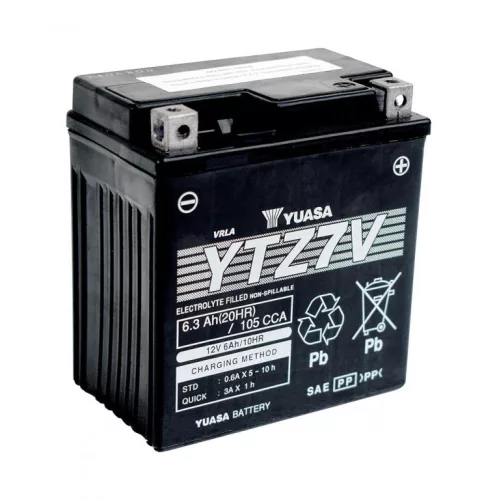 Baterie moto Yuasa YTZ7V activată din fabrică, 12V 6Ah