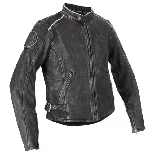 Geacă moto piele damă Halvarssons Nyvall negru
