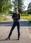 Geacă moto textil damă Halvarssons Arvika negru/gri