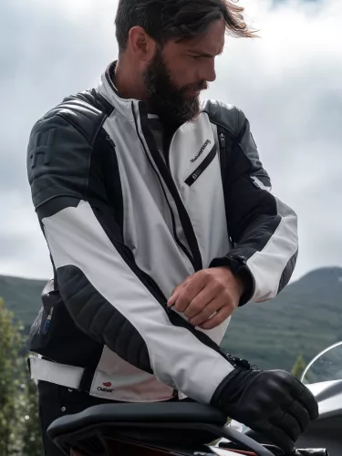 Geacă moto textil Halvarssons Solberg gri deschis/negru