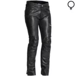 Pantaloni moto piele damă Halvarssons Rider negru