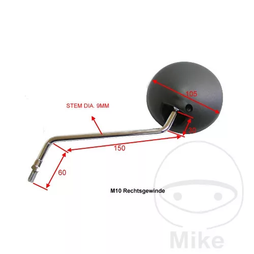 Oglindă neagră stânga JMP Yamaha DT 125 459