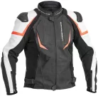 Geacă moto piele/textil Lindstrands Sanden negru/alb