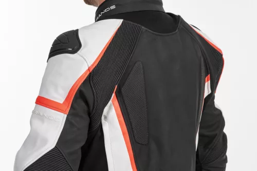 Geacă moto piele/textil Lindstrands Sanden negru/alb