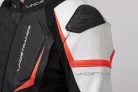 Geacă moto piele/textil Lindstrands Sanden negru/alb