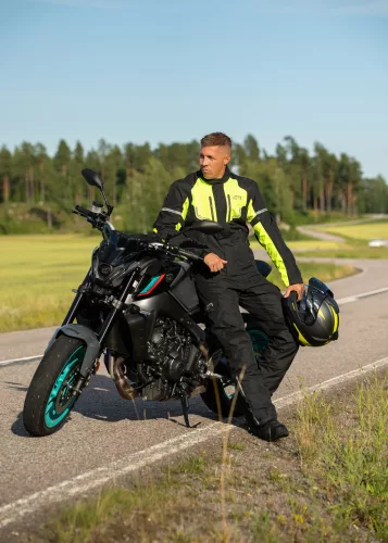 Geacă moto textil Lindstrands Lomsen negru/galben fluo