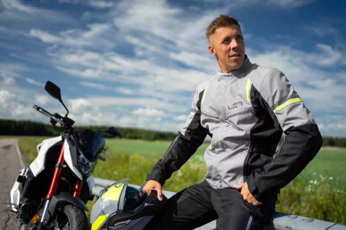 Geacă moto textil Lindstrands Backafall gri/negru
