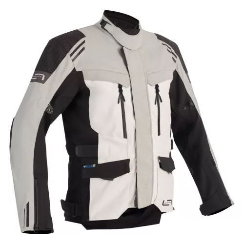 Geacă moto textil Lindstrands Storbo gri deschis/negru