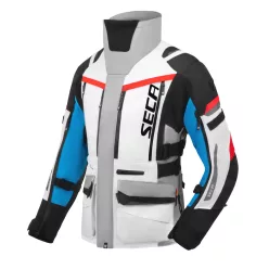   Geacă moto damă SECA Arrakis III 4 anotimpuri roșu/albastru/gri
