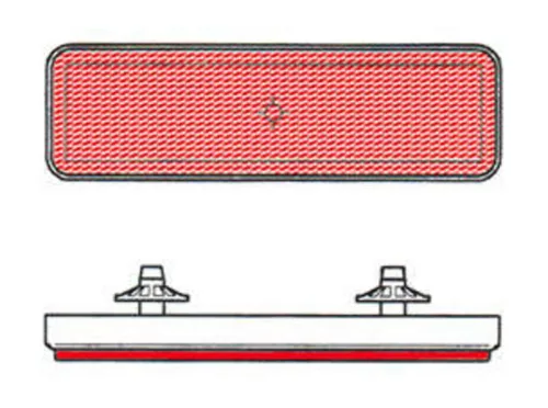 Catadioptru V Parts dreptunghiular roșu, prindere cu 2 cleme 8164