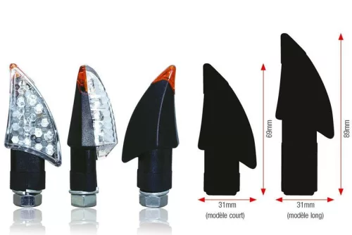 Semnalizatoare LED Bihr Blade corp negru, lentilă transparentă (pereche), scurte A10-50040