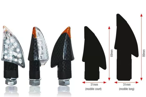 Semnalizatoare LED Bihr Blade corp negru, lentilă transparentă (pereche), lungi A10-50043