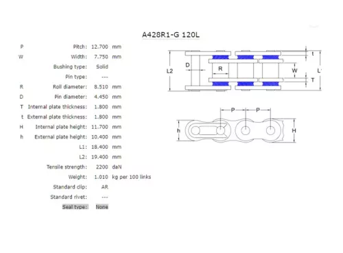 Lanț AFAM A428R1 auriu 116 zale