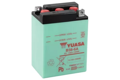 Baterie moto Yuasa B38-6A convențională fără electrolit, 6V 13,7Ah
